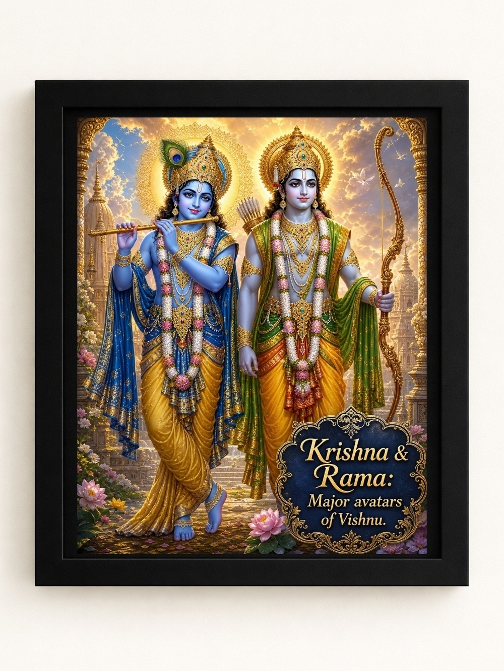 Krishna & Rama 8x10 Framed A .I. Art Print